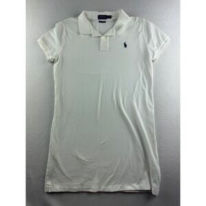 Polo Ralph Lauren White The Mesh Mini Cotton Pique Polo Dress Womens Medium
